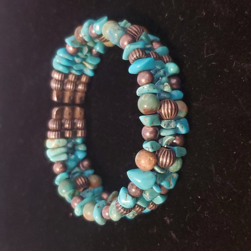 Native American stretch turquoise and 925 bracelet